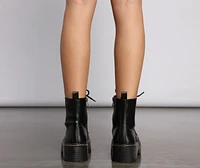 She's A Baddie Faux Leather Combat Boots