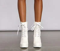 Step Out Style Faux Leather Combat Booties