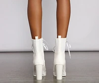 Step Out Style Faux Leather Combat Booties