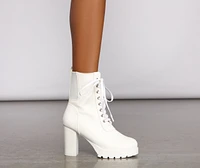 Step Out Style Faux Leather Combat Booties