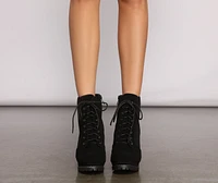 Effortlessly Chic Lace-Up Lug Sole Booties