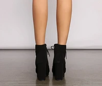 Effortlessly Chic Lace-Up Lug Sole Booties