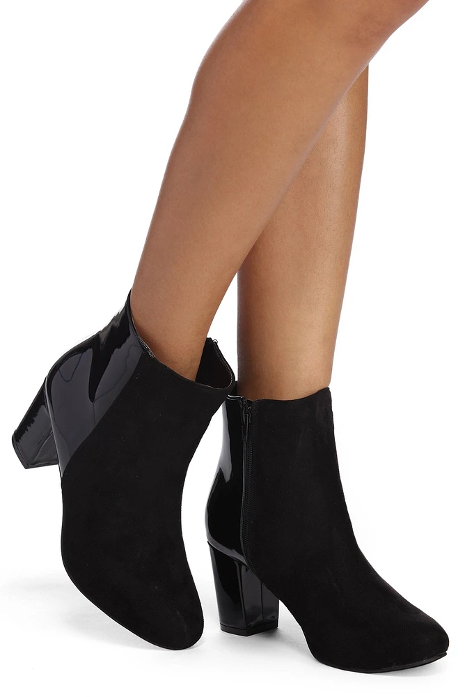 Contrasting Elements Block Heel Booties