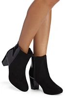 Contrasting Elements Block Heel Booties
