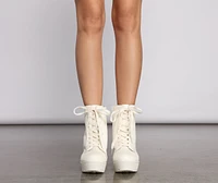 Edgy Vibes Faux Leather Combat Booties