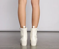 Edgy Vibes Faux Leather Combat Booties