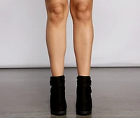 Buckle Up Lug Sole Block Heel Booties