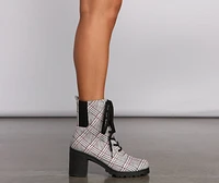 So Fab Plaid Lug Booties