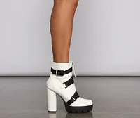 Sassy Straps Faux Leather Lug Booties