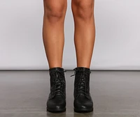 Lace-Up Glam Faux Leather Booties
