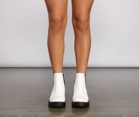 On Edge Faux Leather Lug Booties