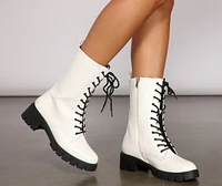 Edgy Trends Faux Leather Combat Boots