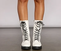 Edgy Trends Faux Leather Combat Boots
