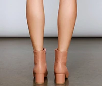 Fall Faux Leather Block Heel Booties