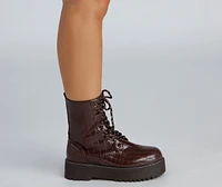 Edgy Glamour Platform Lace-Up Boots