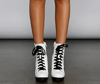 Baddie Chic Faux Leather Lug Platform Booties