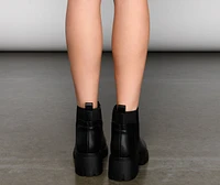 On The Edge Trendy Lug Sole Bootie