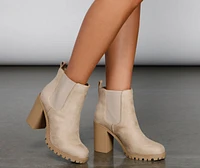 Glam N' Edgy Faux Suede Lug Booties