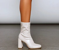Chic And Mod Patent Faux Leather Booties
