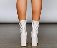 Chic And Mod Patent Faux Leather Booties