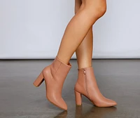 Too Chic Faux Leather Pointy Toe Booties