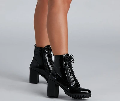 Stylin' Lug Patent Leather Boots