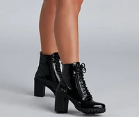 Stylin' Lug Patent Leather Boots