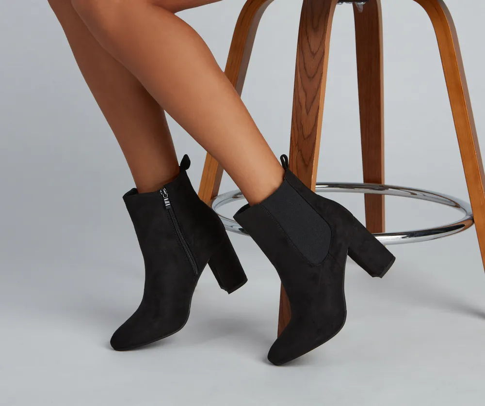faux suede ankle boots black