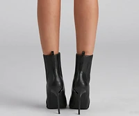 Catwalk Ready Pointed Toe Rib Detail Booties