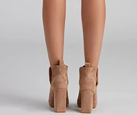 Brisk Steps Faux Suede Cutout Booties