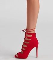Miss Stylish Lace Up Stiletto Booties