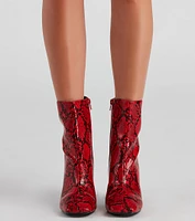 Make You Rattle Faux Leather Snake Booties