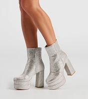 Retro Gal Rhinestone Heel Booties