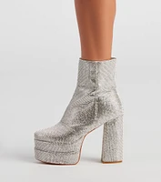 Retro Gal Rhinestone Heel Booties