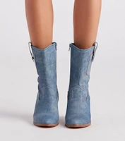 Trendy Country Style Western Denim Booties