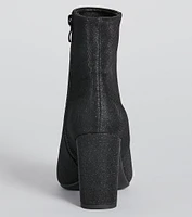 Party Poppin' Glitter Mesh Block Heel Booties