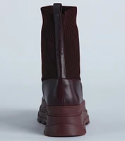 On My Command Faux Leather Knit Combat Booties