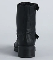 Edge It Up Faux Leather Biker Boots