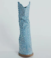 Sparkle Girl Rhinestone Denim Cowboy Boots