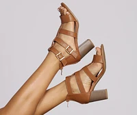 Caged And Chic Block Heels