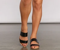 Wide Fit Double Band Croc-Embossed Sandals