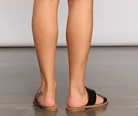 Wide Fit Double Band Croc-Embossed Sandals