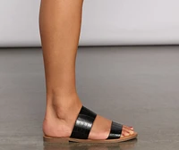 Wide Fit Double Band Croc-Embossed Sandals
