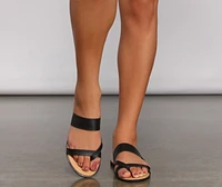 Looped Style Faux Leather Sandals