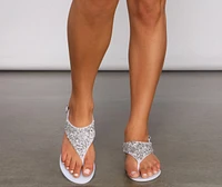 Rhinestone Embellished Jelly Sandals