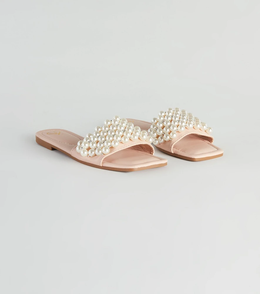 Hidden Treasure Faux Pearl Slide Sandals