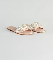 Hidden Treasure Faux Pearl Slide Sandals