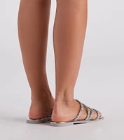 Casually Glam Rhinestone Chrome Sandals