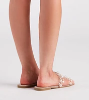 Effortless Glam Rhinestone And Pearl Sandals