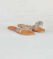 Tie The Knot Rhinestone Flat Sandals